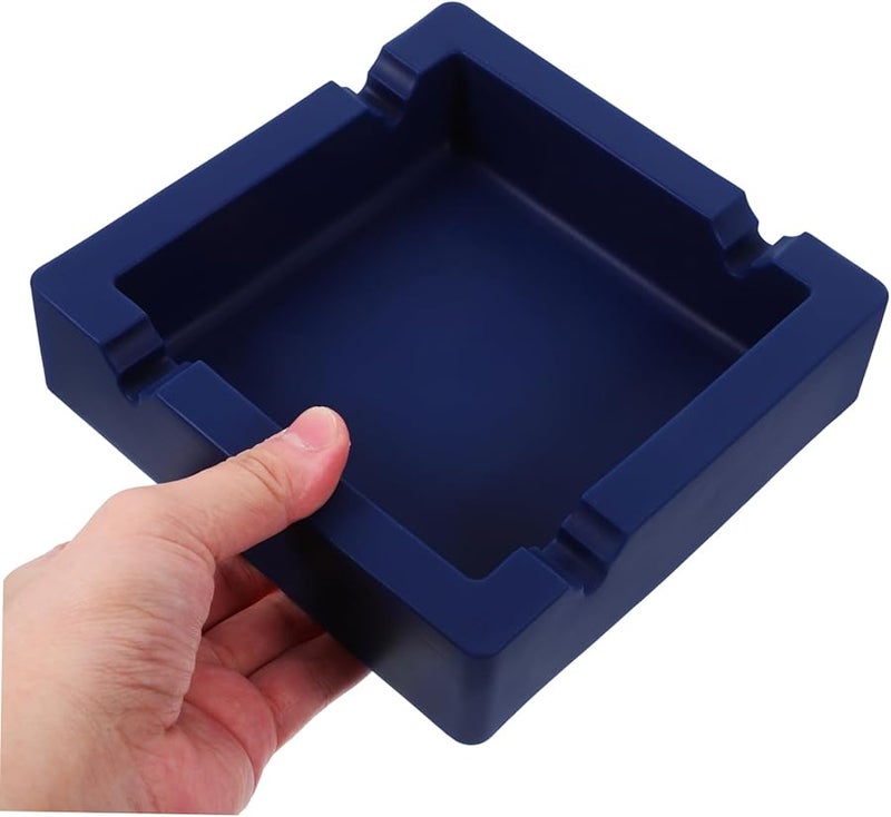 Square Silicone Ashtray High Temperature Resistant Easy Clean Indoor Outdoor Blue - Image 3